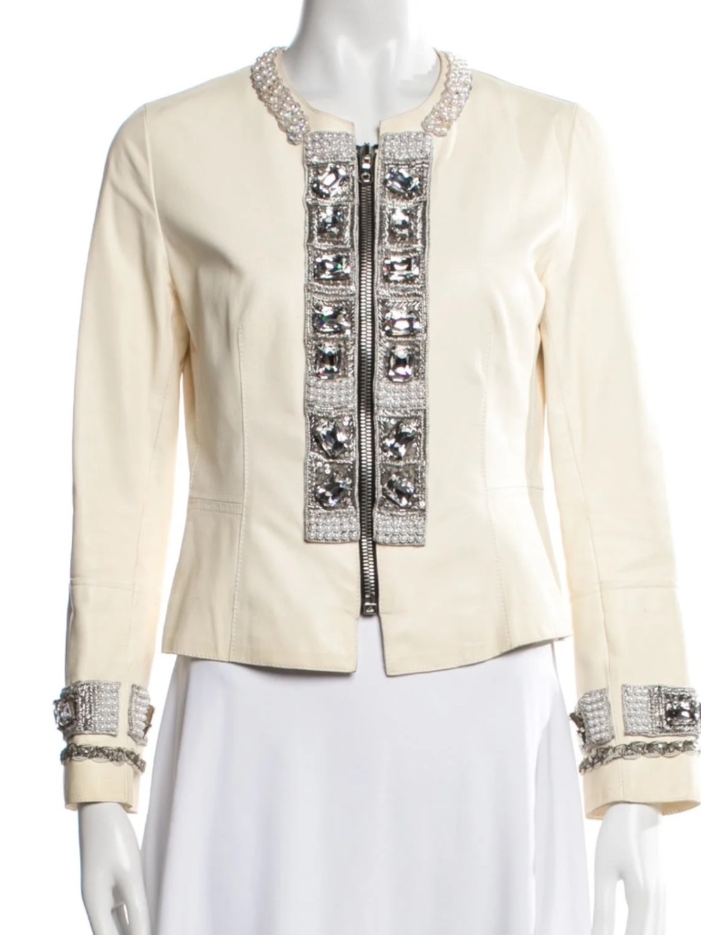 Dolce Gabbana Embellished with Crystals and Pearls Lambskin jacket IT 42